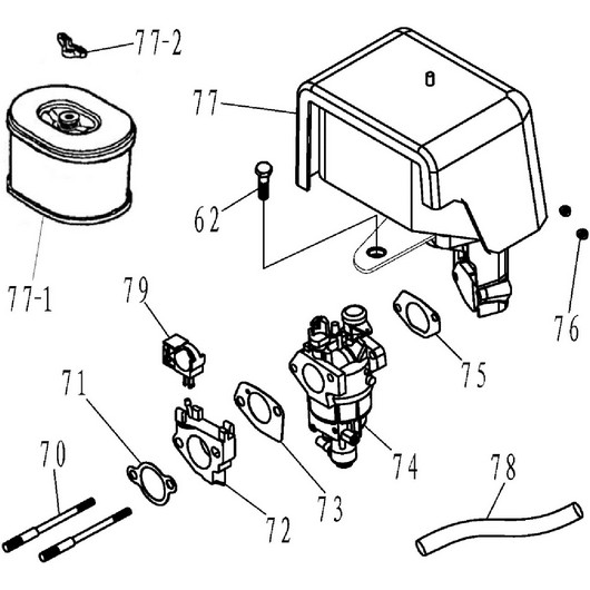 Карбюратор и воздушный фильтр Champion GTP101E после 2021 года